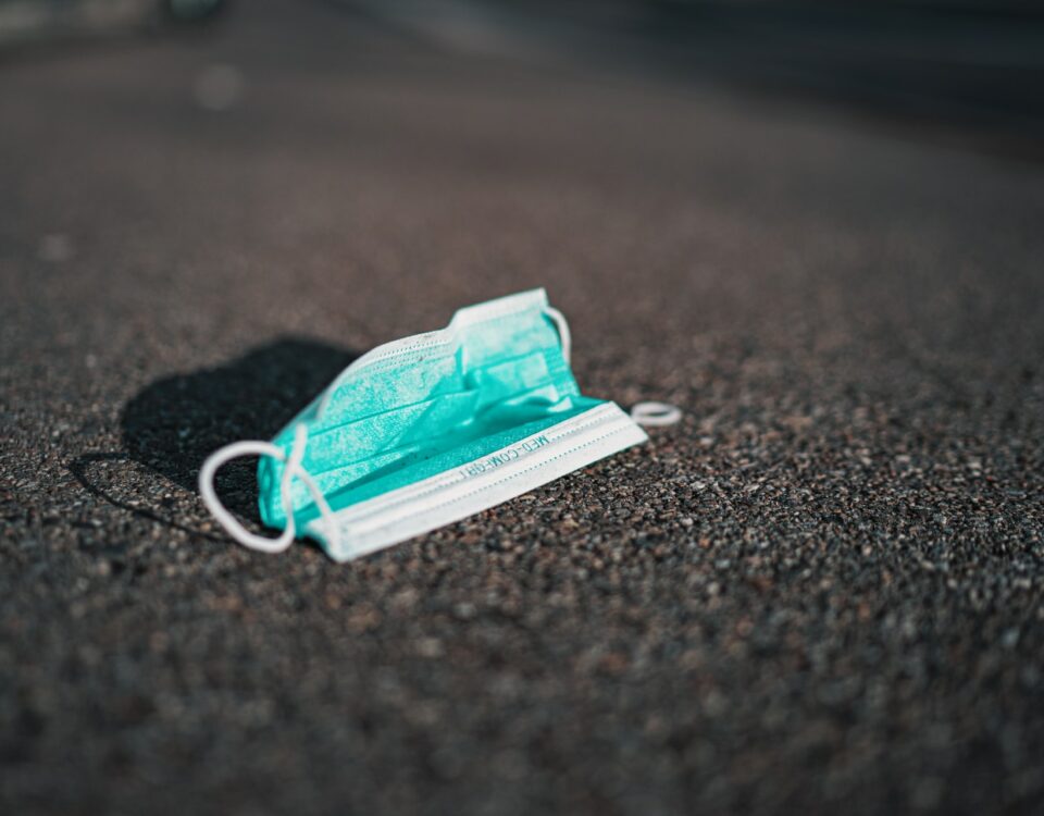 Surgical mask on the Ground