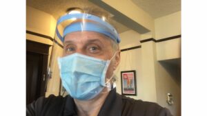 Pic of Doctor Dana in his Face Shield and Mask