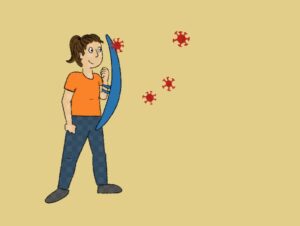 A Super-Dodger with a shield, warding off virus after virus.