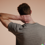 A man with his head pulled to the side by a muscle spasm