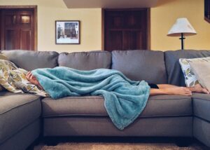 A sleeper on a couch