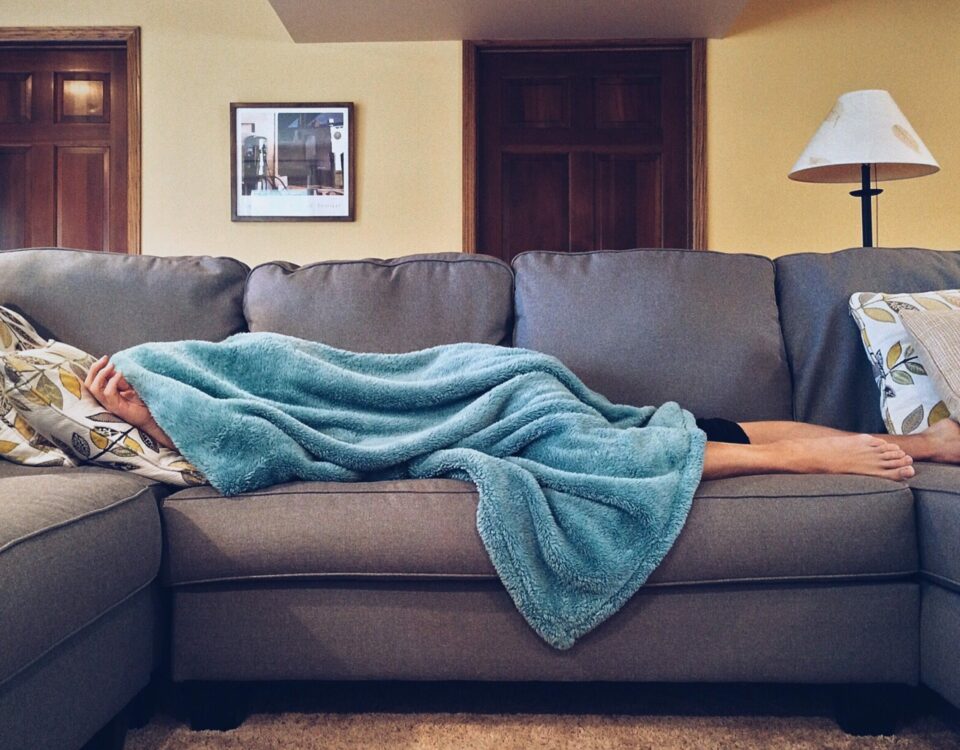 A sleeper on a couch