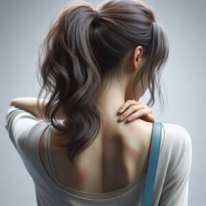 A picture of a woman with a rub injury